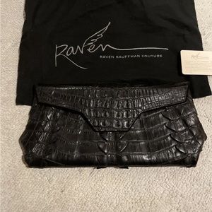 Raven Kauffman Couture  Exotic Clutch Handbag Black Medium